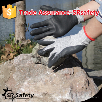 SRSAFETY 13 gauge black nylon and HPPE and glassfibre coated foam nitrile on palm glove